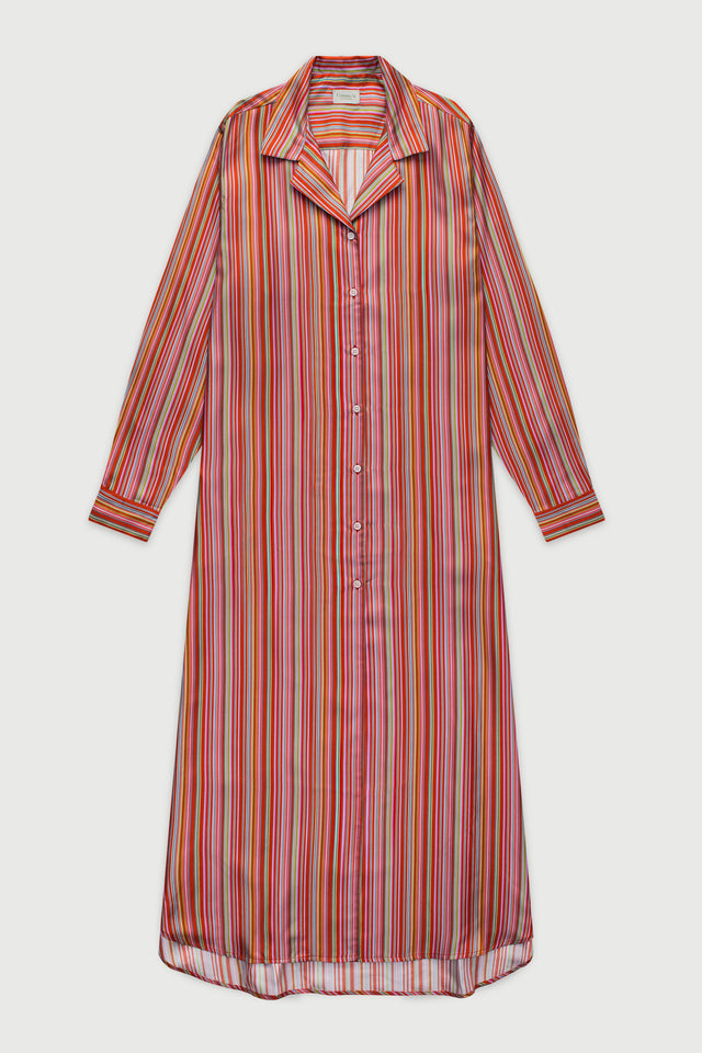 Notched Collar Shirtdress, Silk Twill